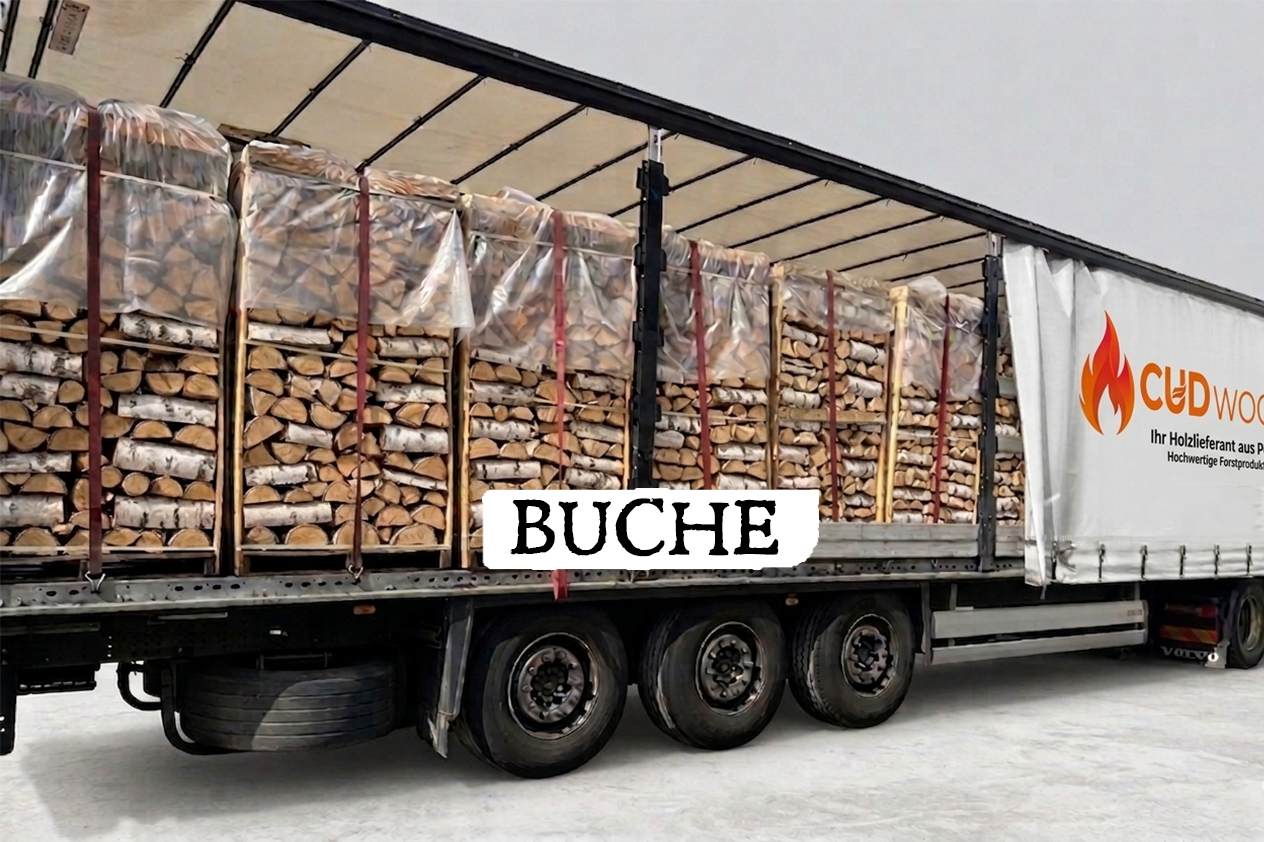 LKW-Ladung Brennholz – Buche – 25 cm – kammergetrocknet – 1,8 RM Paletten