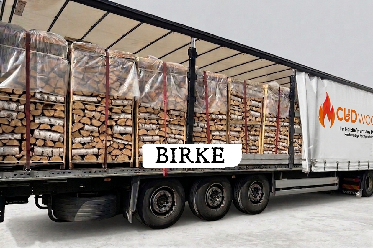 LKW-Ladung Brennholz – Birke – 30/33 cm – kammergetrocknet – 1 RM Paletten